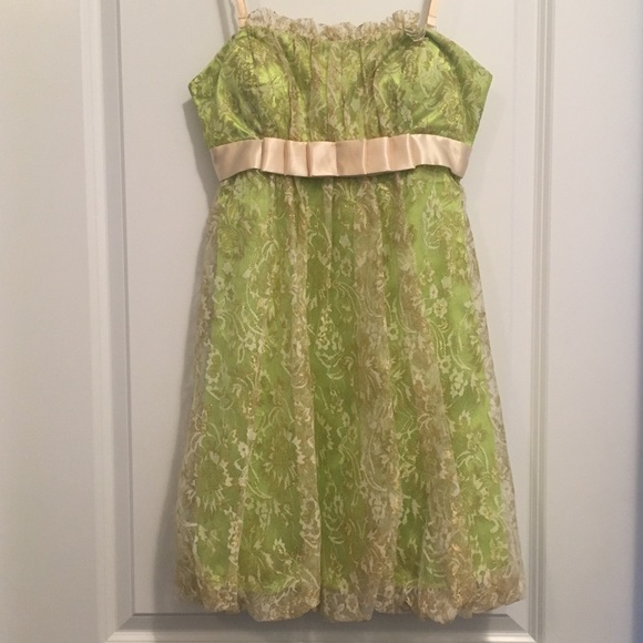 Morgan & Co. Dresses & Skirts - Green and Gold Lace Short Formal, Homecoming or Prom Dress